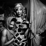 Autor Nihad Nino Pušija, Queen Kenny with two go-go dancers, Black Gay Night at SO36, Berlin-Kreuzberg, 1996.